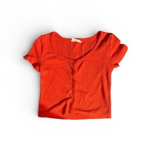 Women's red Button-Up Top